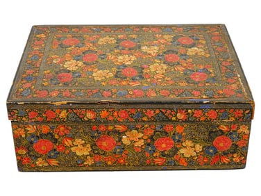 ANTIQUE INDIAN KASHMIRI PAPIER MACHE HANDMADE BOX