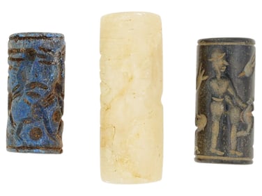 COLLECTION OF CYLINDER FORM CARVED STONE SEALS