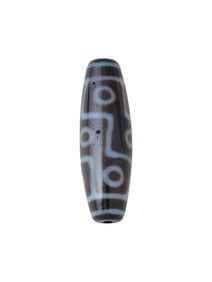 ANCIENT HIMALAYAN DOUBLE LONGEVITY MOTIF DZI AGATE BEAD