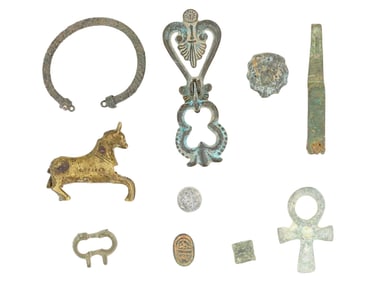 COLLECTION OF ROMAN AND EGYPTIAN BRONZE WARES CROSS