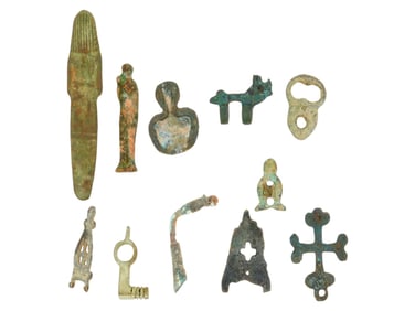 COLLECTION OF ASSORTED ROMAN EGYPTIAN BRONZE WARES