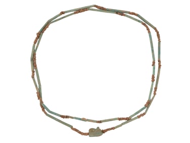 ANCIENT EGYPTIAN BEADED NECKLACE W HORUS AMULET