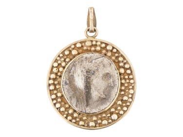 ANCIENT EGYPTIAN SILVER COIN IN MODERN SETTING PENDANT