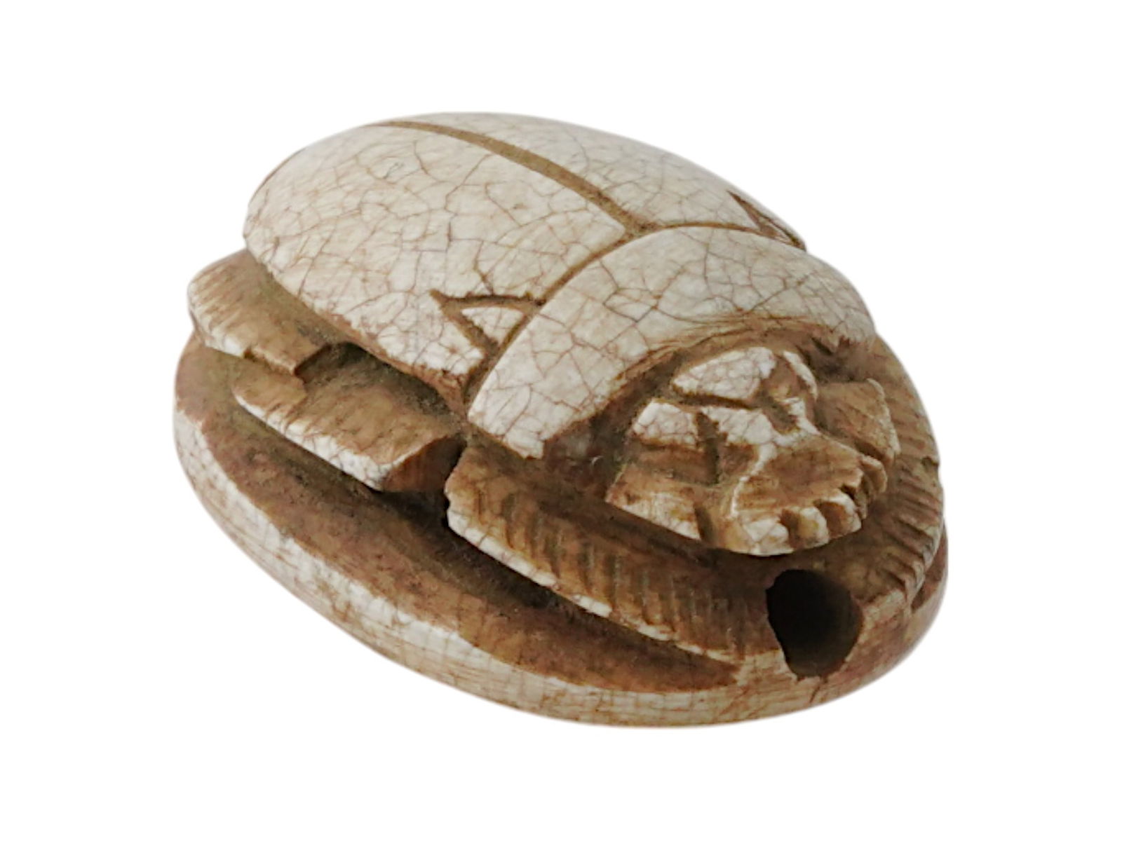 ANCIENT EGYPTIAN CARVED LIMESTONE SCARAB AMULET (1 of 5)