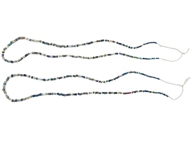 TWO ANCIENT ROMAN GLASS BEAD NECKLACES 100 TO 300 AD