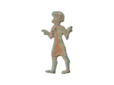 ANCIENT MESOPOTAMIAN BRONZE STANDING FIGURE 1200 BC