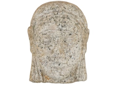 ANCIENT ROMAN CARVED GRANITE SCULPTURE HEAD OF GODDESS