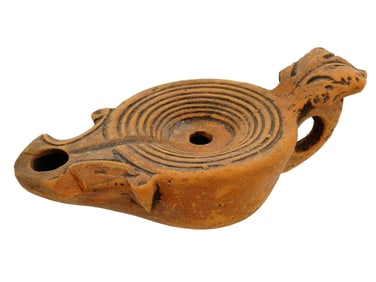 ANCIENT ROMAN TERRACOTTA CLAY OIL LAMP