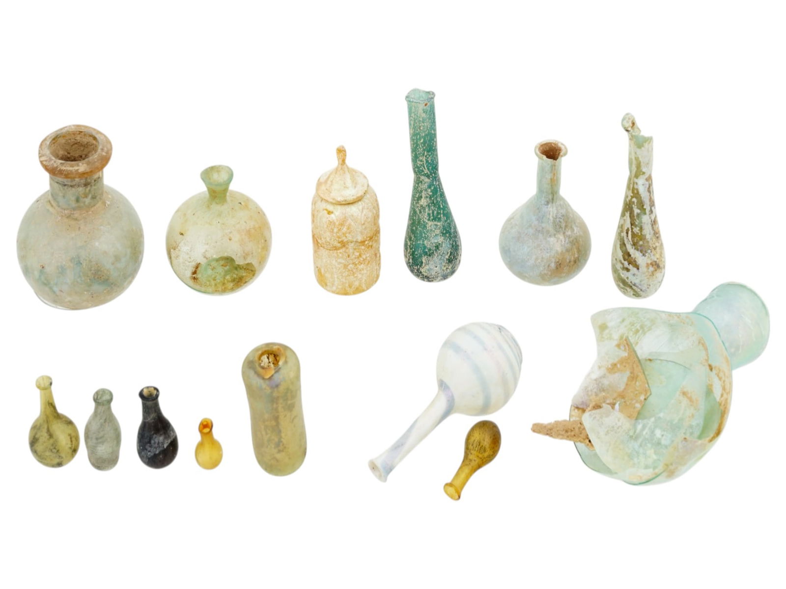 COLLECTION OF 14 ANCIENT ROMAN GLASS JARS (1 of 9)