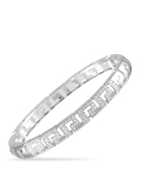 Versace Greca 18K White Gold 1.20ct Diamond Bangle Bracelet