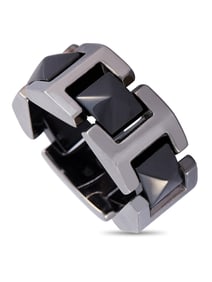 VERSACE 18K WHITE GOLD BLACK CERAMIC RING