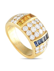 VAN CLEEF & ARPELS 18K GOLD DIAMONDS AND SAPPHIRE RING