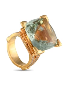 PASQUALE BRUNI 18K GOLD DIAMONDS AND GREEN BERYLL RING