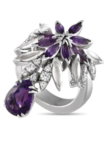 PASQUALE BRUNI 18K GOLD 0.45CT DIAMOND AND AMETHYST RING