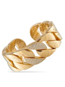 PAPIN 18K Yellow Gold 1.20ct Diamond Cuff Bracelet