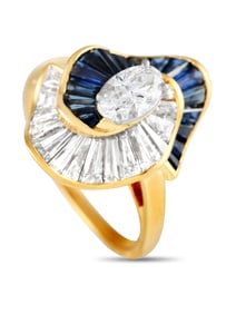 OSCAR HEYMAN 18K GOLD 1.78CT DIAMOND AND SAPPHIRE RING