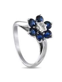 Mauboussin 18K White Gold Diamond and Sapphire Ring