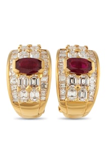 EXCLUSIVE 18K GOLD 5.20CT DIAMOND AND RUBY EARRINGS