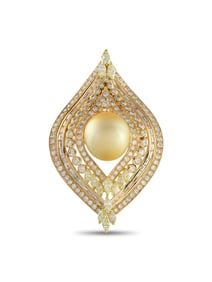 EXCLUSIVE 18K GOLD 6.96CT DIAMOND AND GOLD PEARL PENDANT