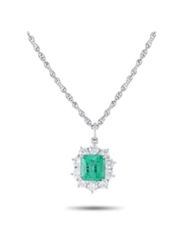 EXCLUSIVE PLATINUM 1.18CT DIAMOND AND EMERALD NECKLACE