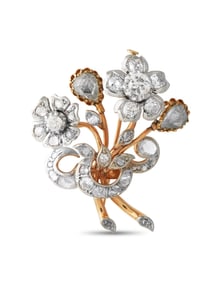 EXCLUSIVE PLATINUM AND 18K GOLD DIAMOND EDWARDIAN BROOCH