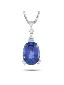EXCLUSIVE PLATINUM 0.30CT DIAMOND AND TANZANITE NECKLACE