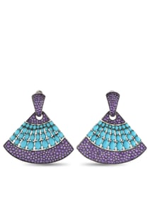 EXCLUSIVE 18K WHITE GOLD TURQUOISE AND AMETHYST EARRINGS