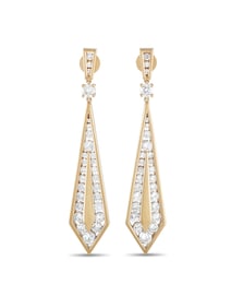 EXCLUSIVE 18K GOLD DIAMOND GEOMETRIC DROP EARRINGS