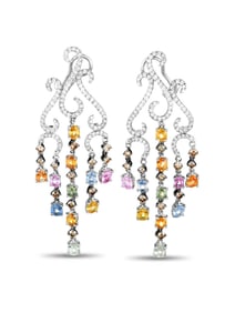 EXCLUSIVE 18K GOLD DIAMONDS AND SAPPHIRE DANGLE EARRINGS