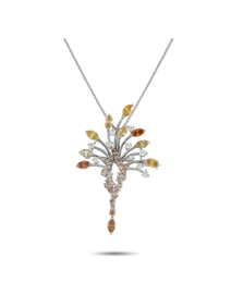 PLATINUM 3.44CT NATURAL COLORED DIAMOND NECKLACE