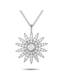 18K WHITE GOLD 1.80CT DIAMOND SUNFLOWER NECKLACE