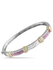 14K WHITE AND YELLOW GOLD DIAMONDS AND SAPPHIRE BRACELET