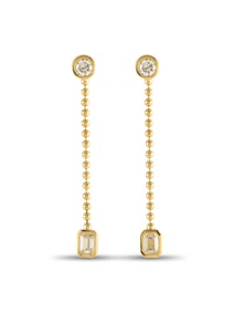 18K YELLOW GOLD 1.40CT DIAMOND DANGLE EARRINGS