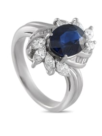 EXCLUSIVE PLATINUM 0.79CT DIAMOND AND SAPPHIRE RING