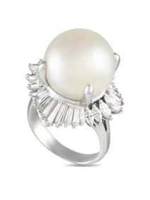EXCLUSIVE PLATINUM 2.96CT DIAMOND AND PEARL RING