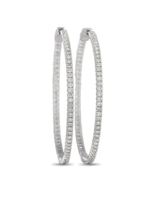 14K WHITE GOLD 1.77CT DIAMOND INSIDE-HOOP EARRINGS