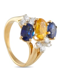 18K YELLOW GOLD 0.56CT DIAMOND AND SAPPHIRE EARRINGS