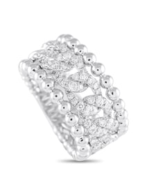 18K WHITE GOLD 0.80CT DIAMOND BEADED OPENWORK RING