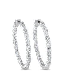 14K GOLD 4.25CT LAB-GROWN DIAMOND INSIDE-OUT HOOP EARRINGS