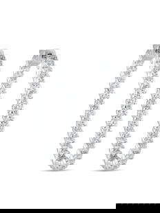 14K GOLD 4.25CT LAB-GROWN DIAMOND INSIDE-OUT HOOP EARRINGS: These luxurious hoop earrings are designed to make a statement. Set in 14K White Gold, sparkling Lab Grown Diamonds with a total weight of 4.25 carats make them impossible to ignore. Each one measures