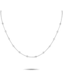 18K WHITE GOLD 1.10CT DIAMOND OVAL STATION NECKLACE