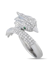 18K WHITE GOLD 0.95CT DIAMOND BIRD RING