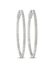 14K WHITE GOLD 1.34CT DIAMOND INSIDE-OUT HOOP EARRINGS
