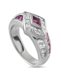 PLATINUM 1.40CT DIAMOND AND RUBY RING