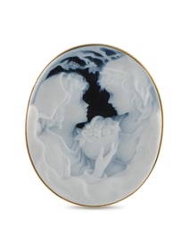 EXCLUSIVE 18K YELLOW GOLD ONYX CAMEO BROOCH