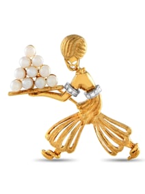 EXCLUSIVE 18K YELLOW GOLD PEARL GENIE BROOCH