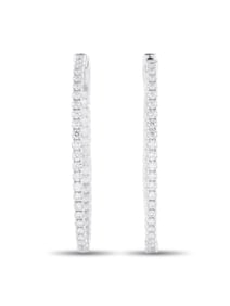 14K WHITE GOLD 2.15CT LAB-GROWN DIAMOND HOOP EARRINGS