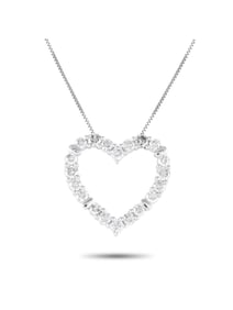 14K WHITE GOLD 2.0CT DIAMOND HEART NECKLACE