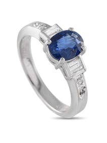 PLATINUM 0.16CT DIAMOND AND SAPPHIRE RING