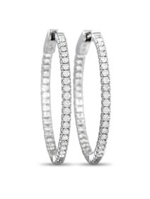 14K WHITE GOLD 0.98 CT DIAMOND INSIDE-OUT HOOP EARRINGS